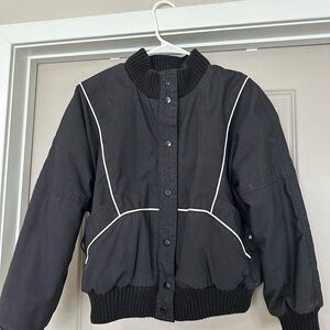 Black and White Puffer Jacket with Sporty Trim